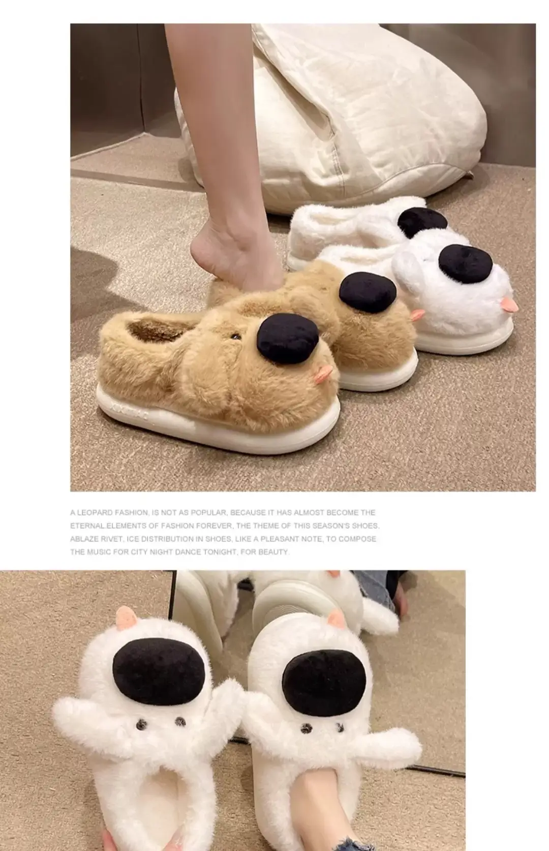 Cute Big-Nosed Dog Cotton Slippers for Women in Winter, Plush and Warm for Couples, Indoor and Home Non-Slip Bag and Cotton Shoes for Men — feature 13