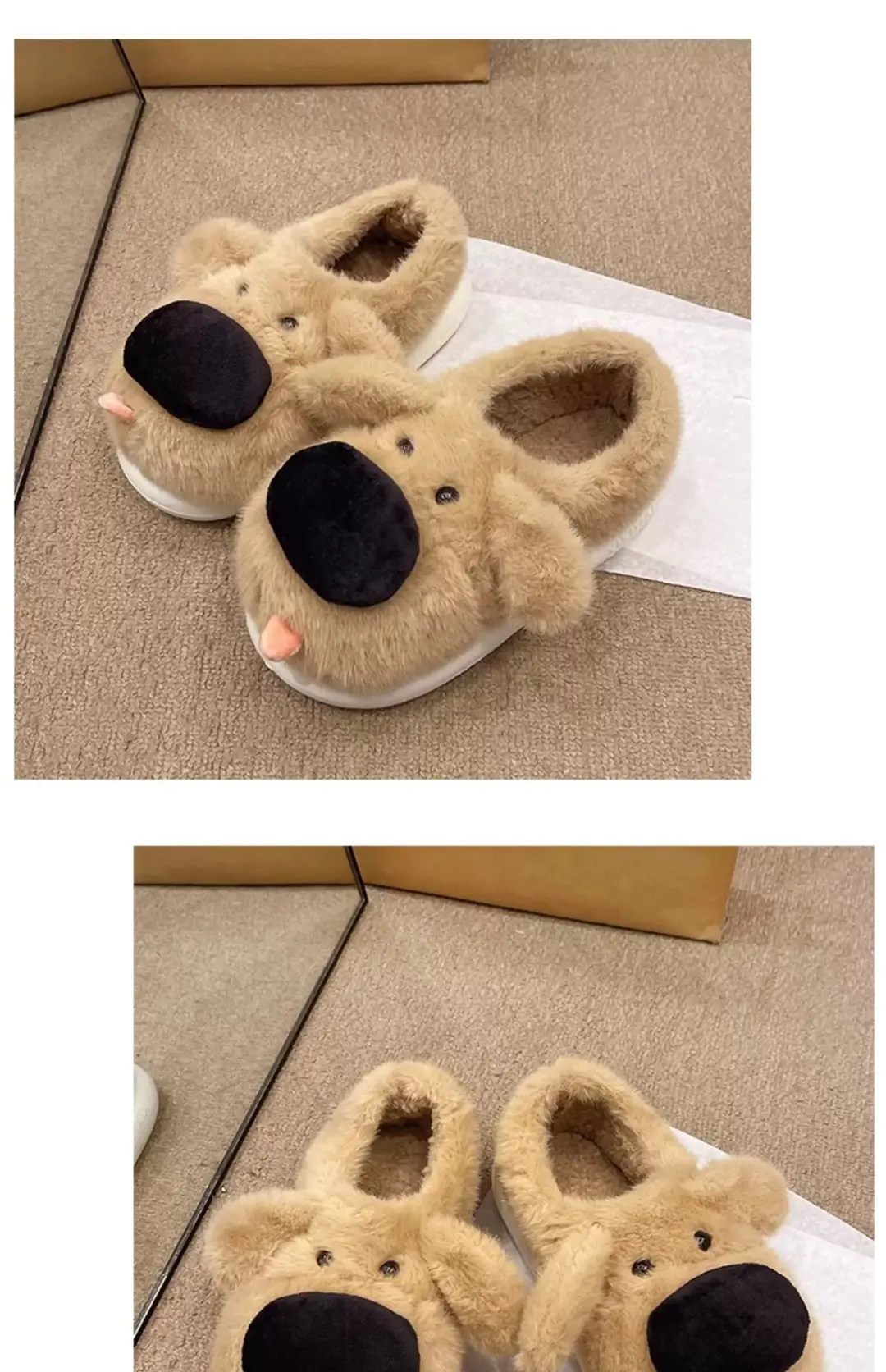 Cute Big-Nosed Dog Cotton Slippers for Women in Winter, Plush and Warm for Couples, Indoor and Home Non-Slip Bag and Cotton Shoes for Men — feature 19