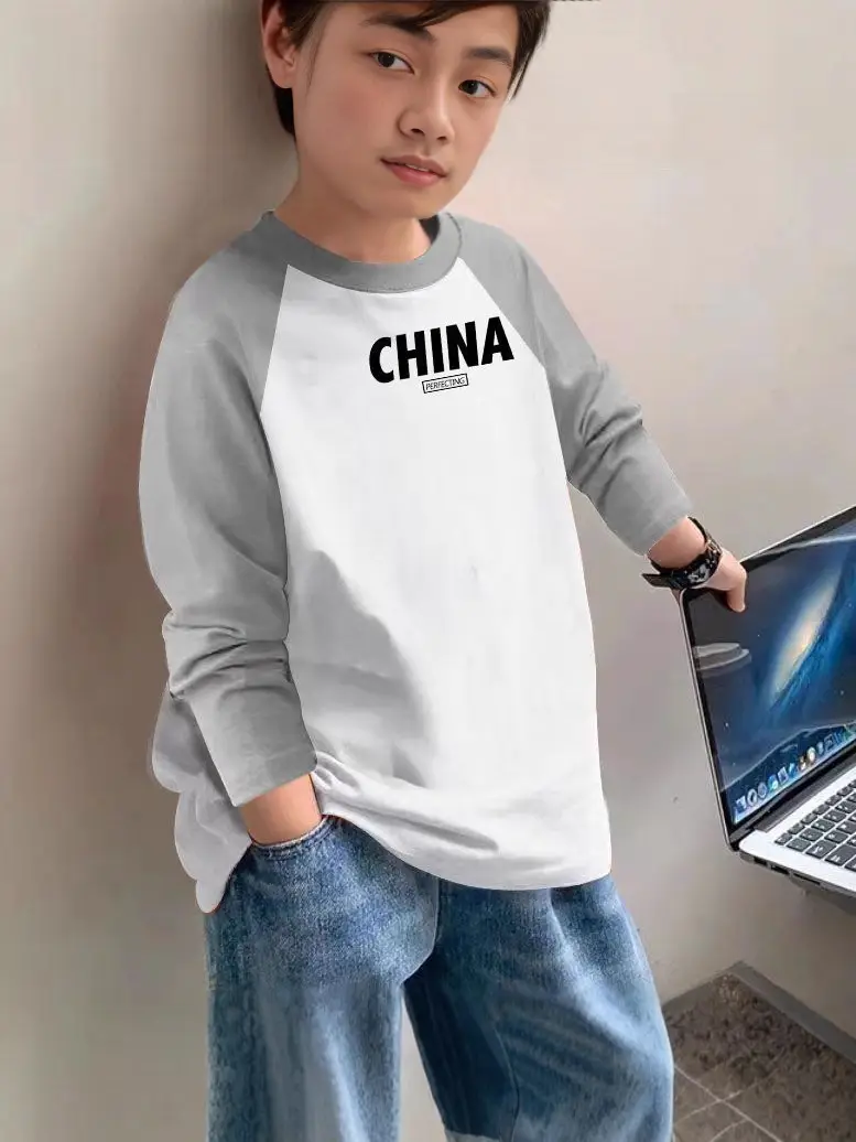 Boys Cotton Long Sleeve T-Shirt Brown Graphic Spring Autumn 2025 - Image 26