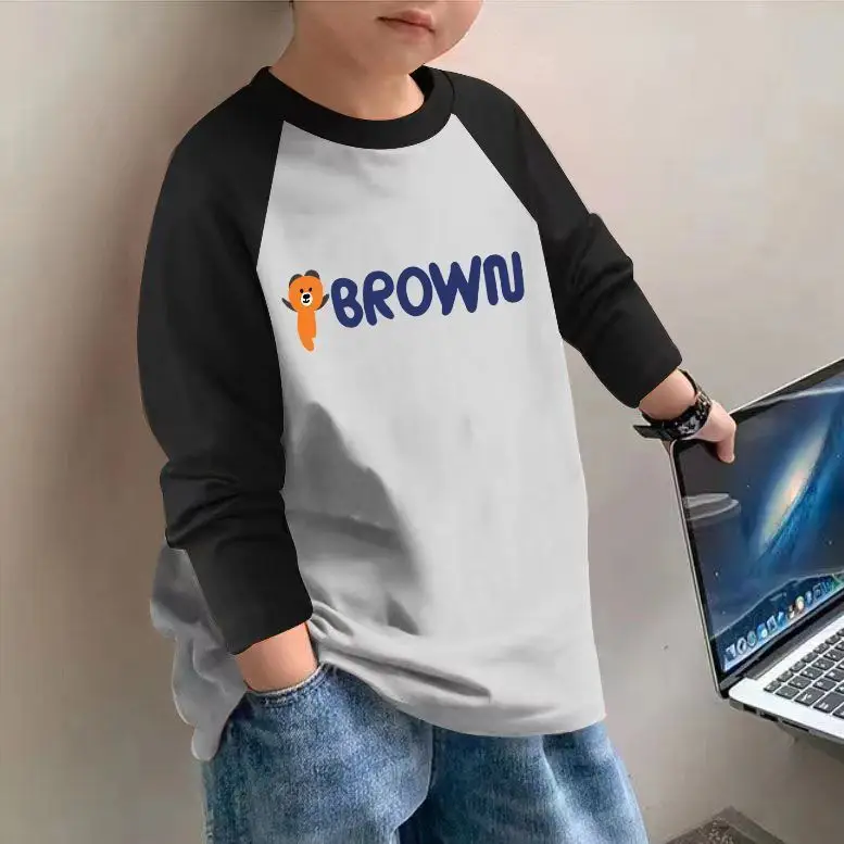 Boys Cotton Long Sleeve T-Shirt Brown Graphic Spring Autumn 2025 - Image 13