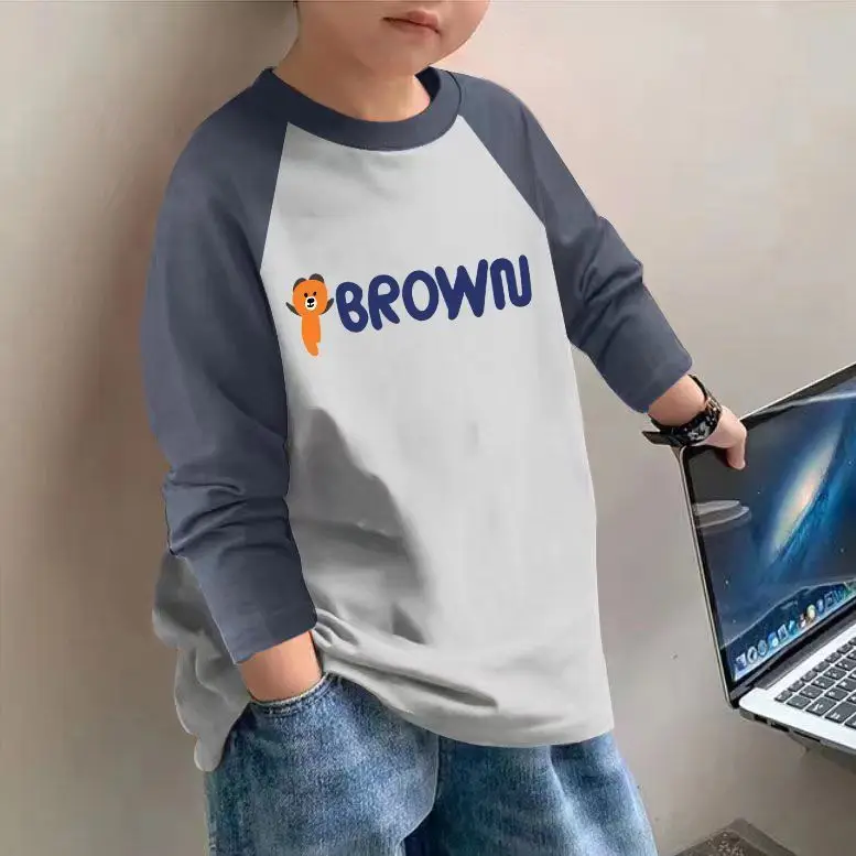Boys Cotton Long Sleeve T-Shirt Brown Graphic Spring Autumn 2025 - Image 17