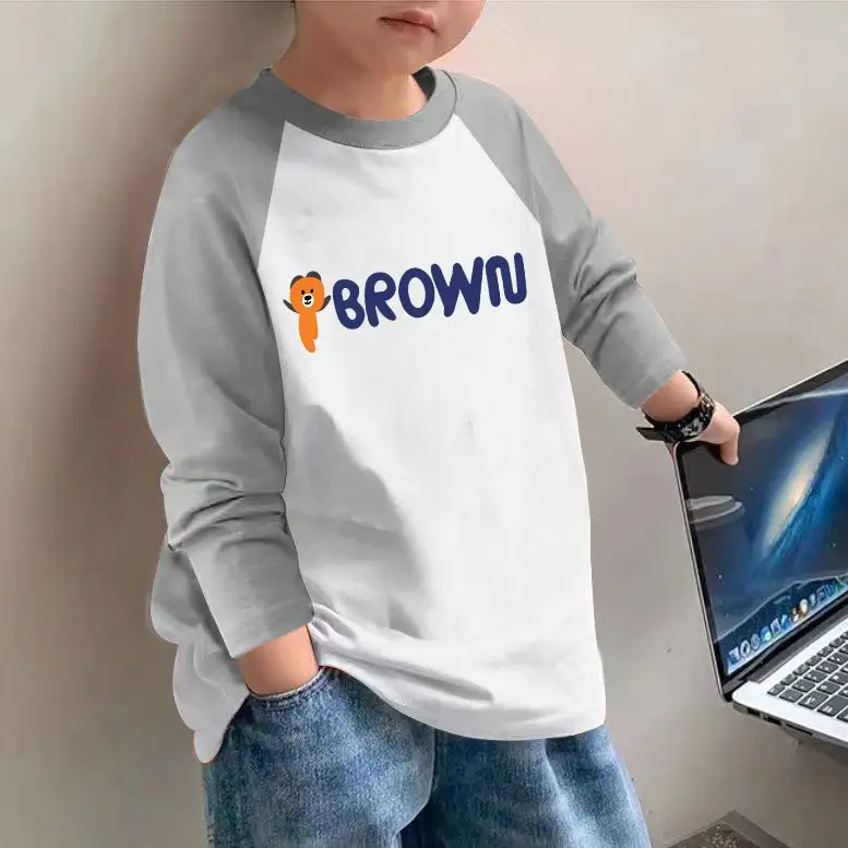 Boys Cotton Long Sleeve T-Shirt Brown Graphic Spring Autumn 2025 - Image 5
