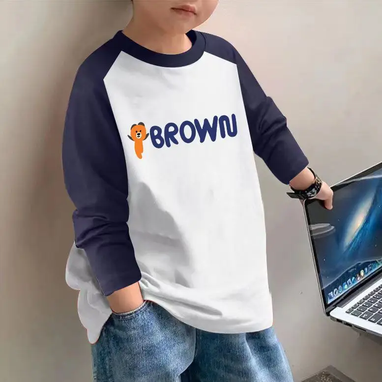Boys Cotton Long Sleeve T-Shirt Brown Graphic Spring Autumn 2025 - Image 9