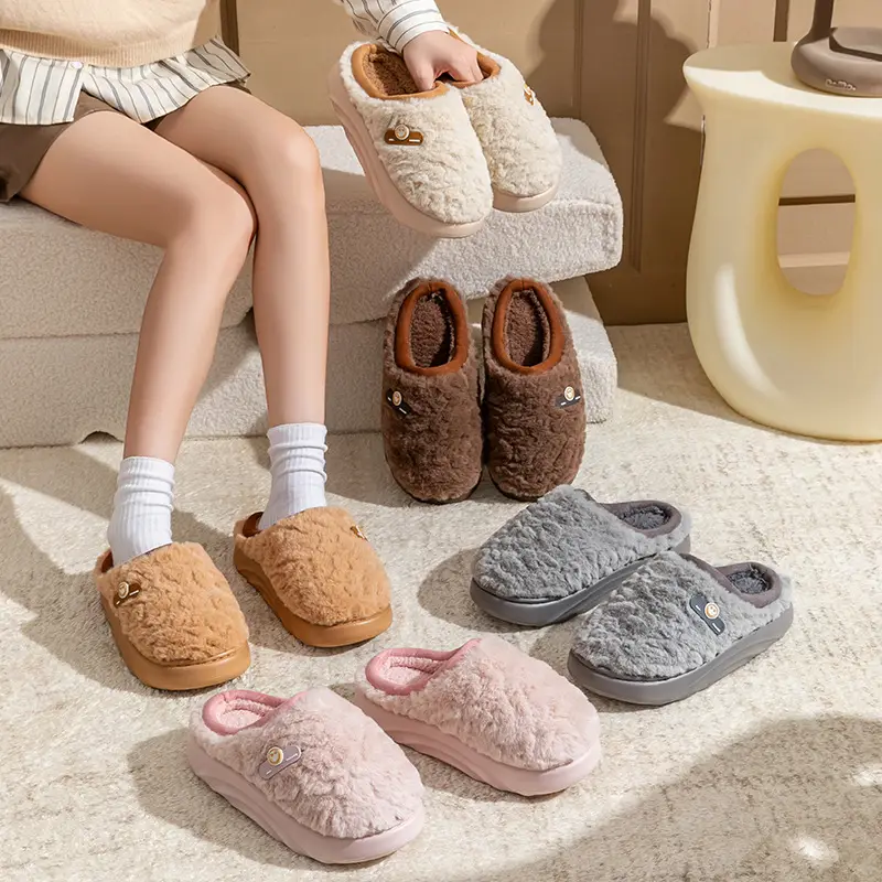 New Smiley Face Home Thick-Soled Non-Slip Ins Style Cotton Slippers High-Quality Cashmere Fashionable Cute Warm Cotton Shoes - Image 9