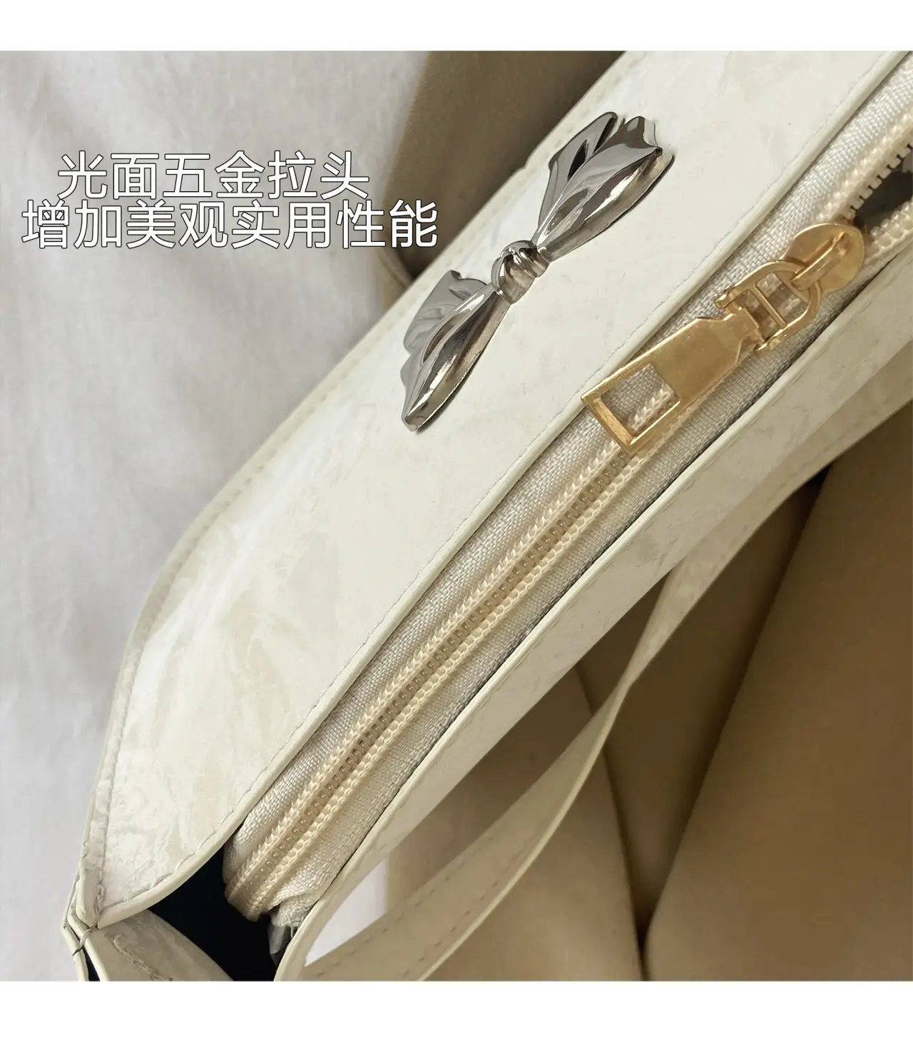 Black Textured Bow Satchel Bag for Women — feature 6