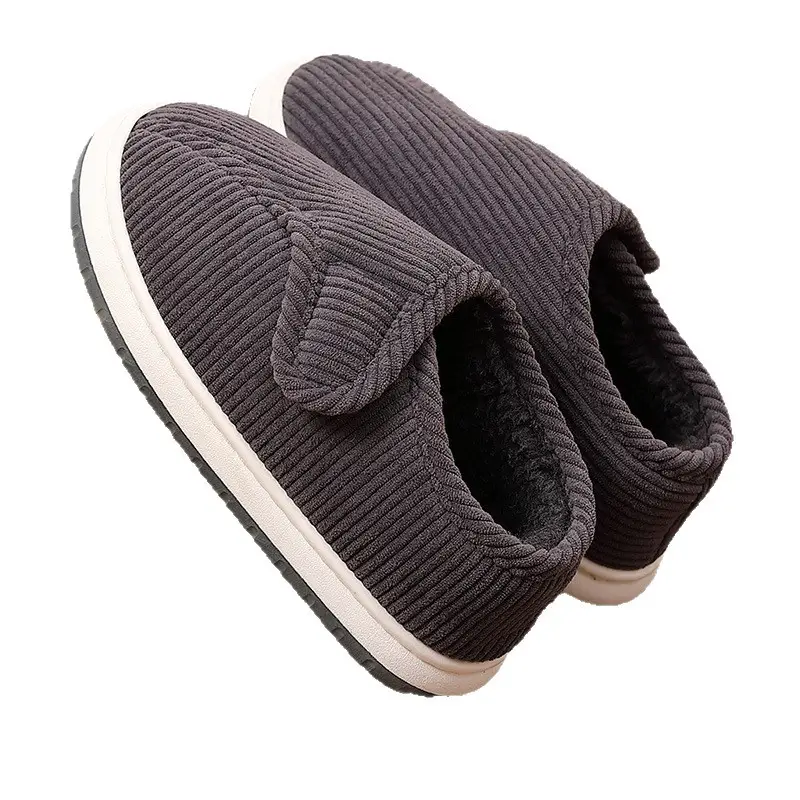 Elderly Women's Winter Cotton Shoes with Velvet, Warm and Non-Slip, Couples Wear at Home and Outside, Thick-Soled Plush Bags and Cotton Slippers for Men