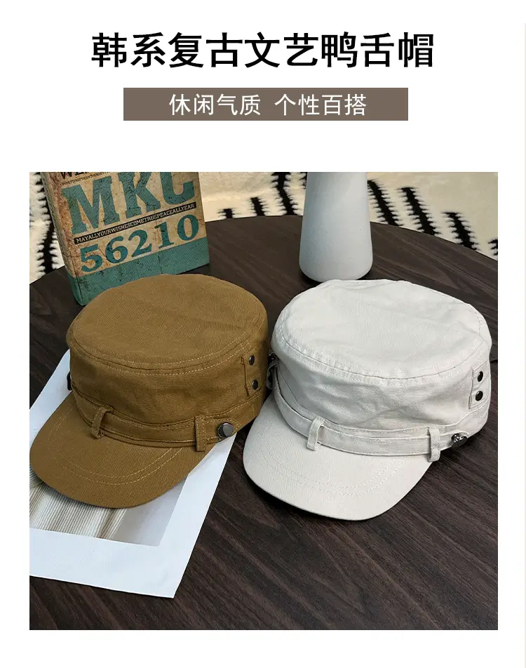 Black Korean Retro Rivet Flat Cap for Women — feature 6