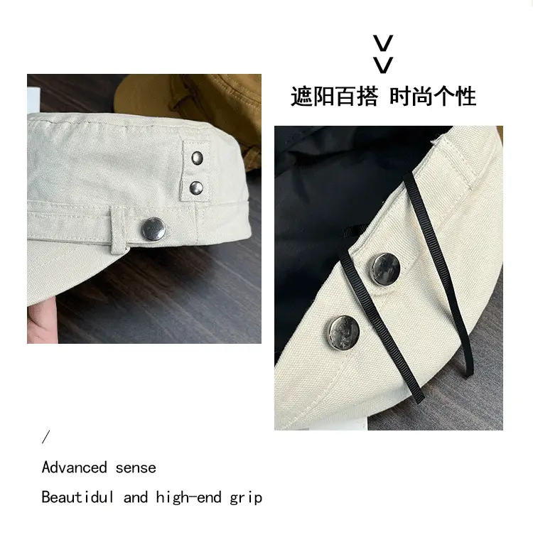 Black Korean Retro Rivet Flat Cap for Women — feature 7