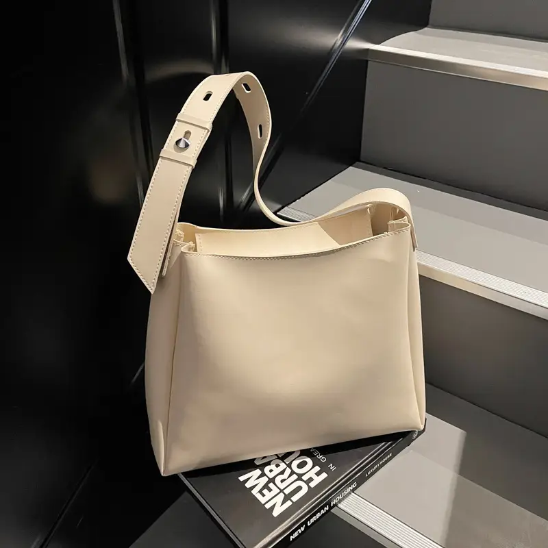 High-End Leather Shoulder Bag with Zipper & Crossbody