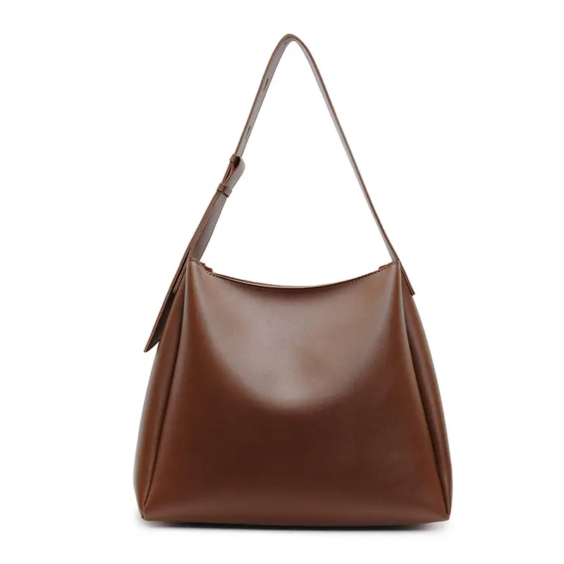 High-End Leather Shoulder Bag with Zipper & Crossbody