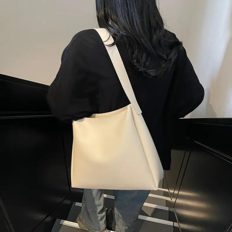High-End Leather Shoulder Bag with Zipper & Crossbody