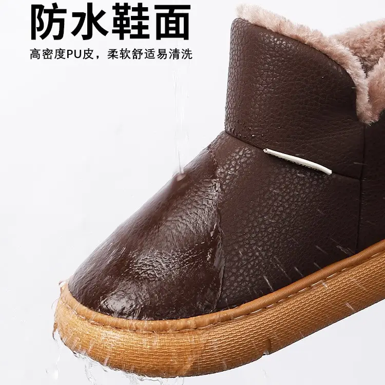 Waterproof and Warm Cotton Slippers for Men, Winter 2026 New Model, Indoor Home Use, Fleece-Lined, Closed Heel, Thick-Soled Cotton Shoes for Winter - Image 8