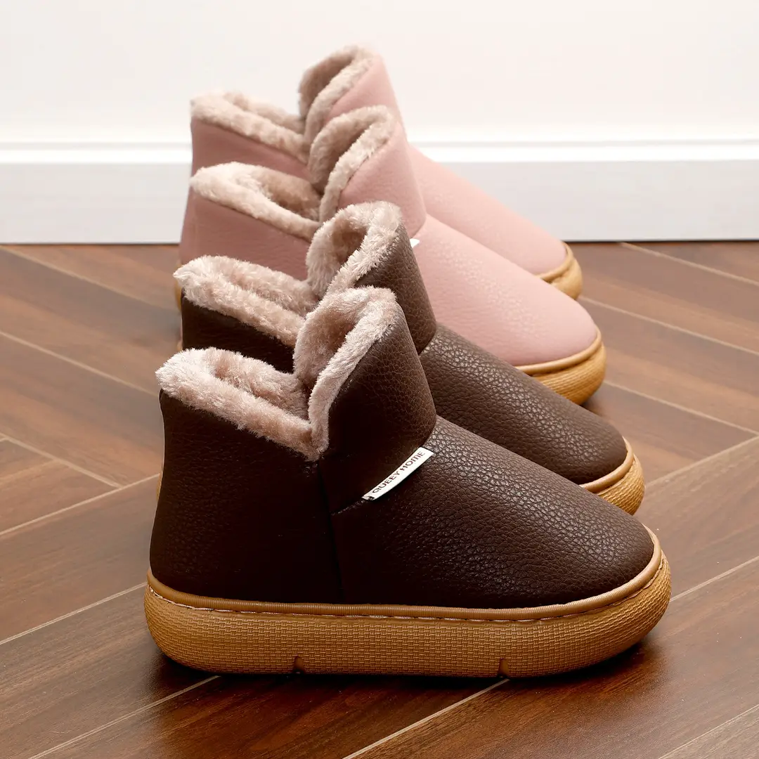 Waterproof and Warm Cotton Slippers for Men, Winter 2026 New Model, Indoor Home Use, Fleece-Lined, Closed Heel, Thick-Soled Cotton Shoes for Winter - Image 9