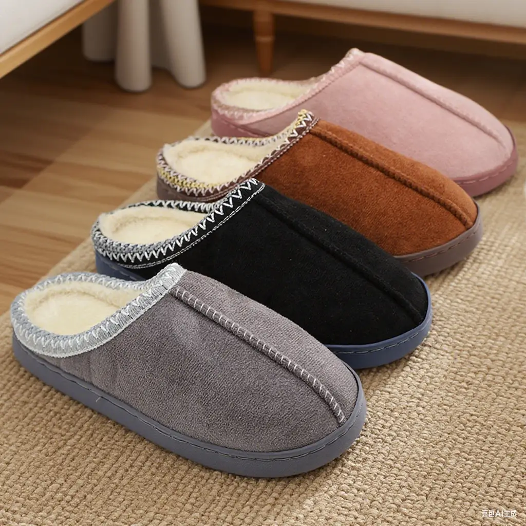 Japanese-Style Cotton Slippers for Men, Autumn and Winter Thick Plush Warm Indoor and Outdoor Cotton Slippers, Birkenstock-Style Matte Foreign Trade Popular Cotton Shoes for Women — feature 2