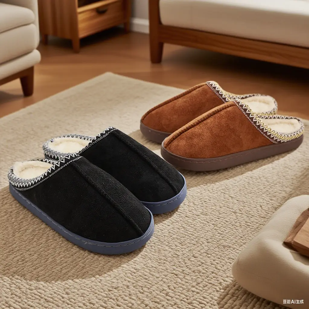 Japanese-Style Cotton Slippers for Men, Autumn and Winter Thick Plush Warm Indoor and Outdoor Cotton Slippers, Birkenstock-Style Matte Foreign Trade Popular Cotton Shoes for Women — feature 23