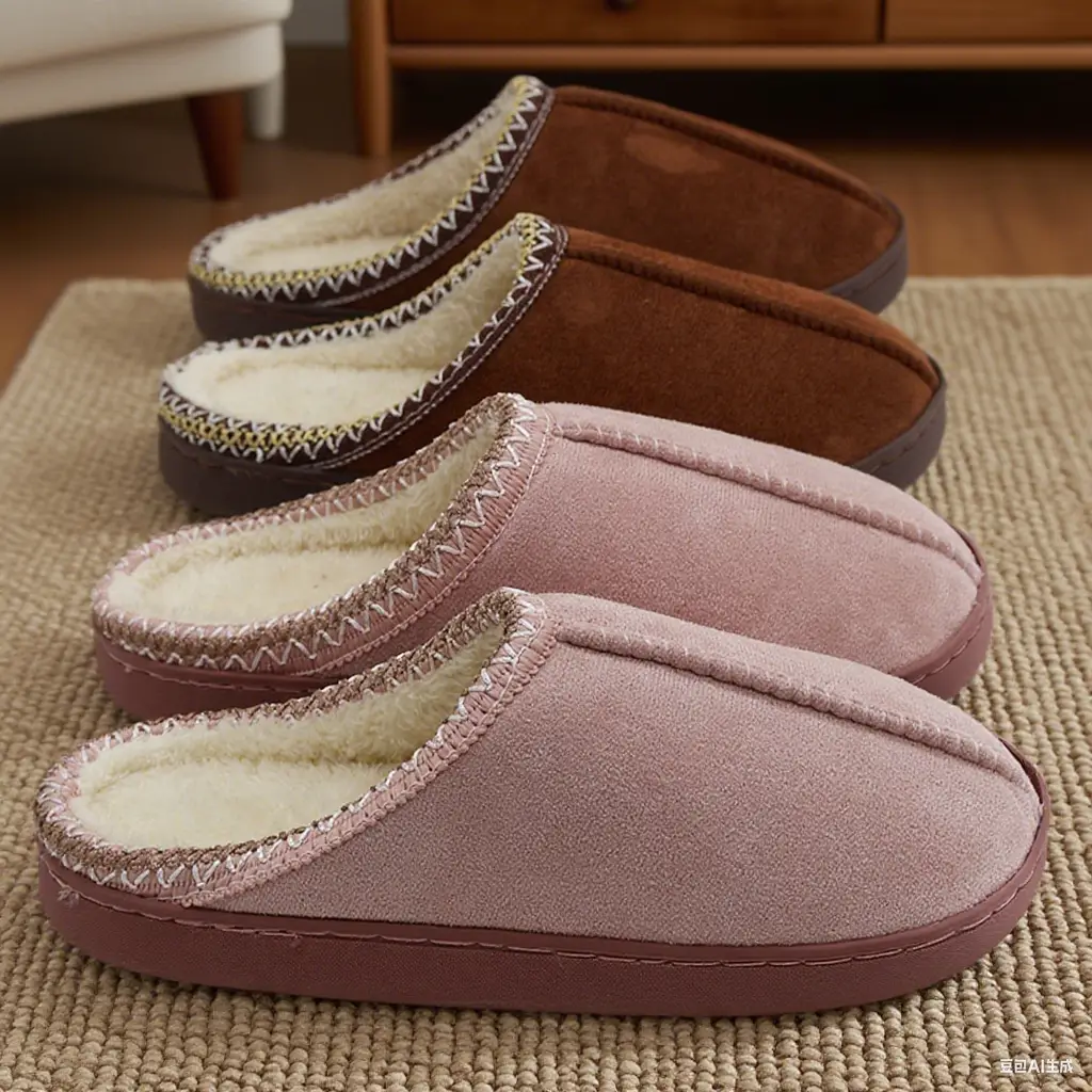 Japanese-Style Cotton Slippers for Men, Autumn and Winter Thick Plush Warm Indoor and Outdoor Cotton Slippers, Birkenstock-Style Matte Foreign Trade Popular Cotton Shoes for Women — feature 3