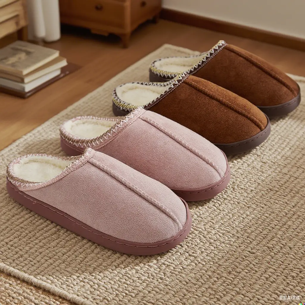 Japanese-Style Cotton Slippers for Men, Autumn and Winter Thick Plush Warm Indoor and Outdoor Cotton Slippers, Birkenstock-Style Matte Foreign Trade Popular Cotton Shoes for Women — feature 4