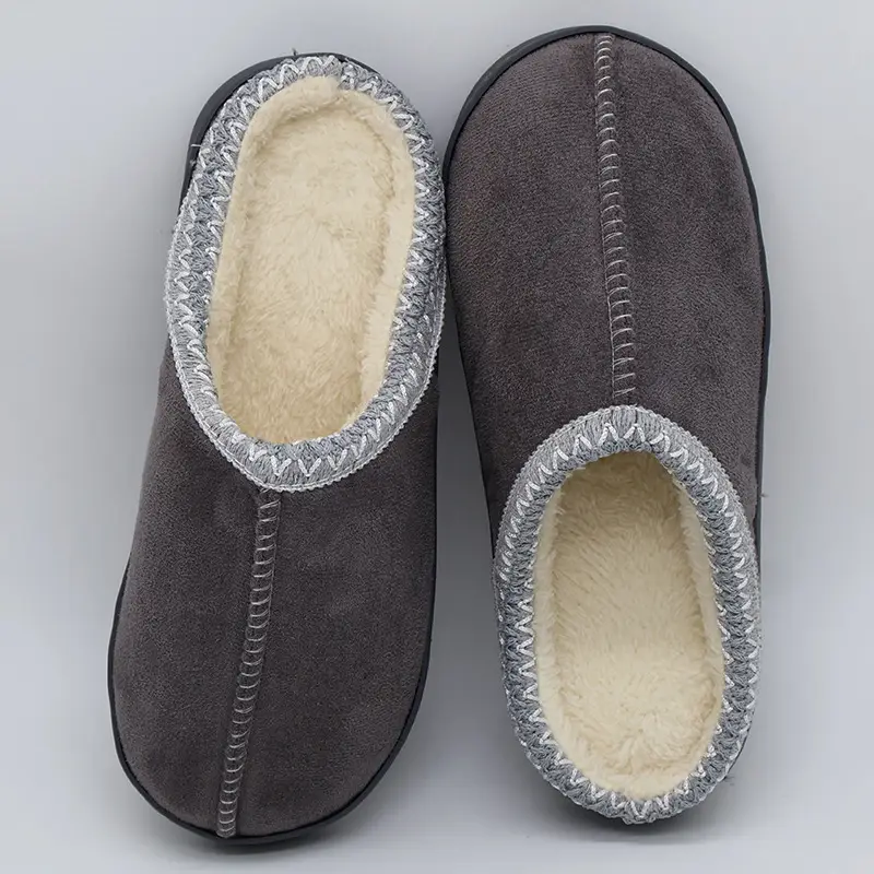 Japanese-Style Cotton Slippers for Men, Autumn and Winter Thick Plush Warm Indoor and Outdoor Cotton Slippers, Birkenstock-Style Matte Foreign Trade Popular Cotton Shoes for Women
