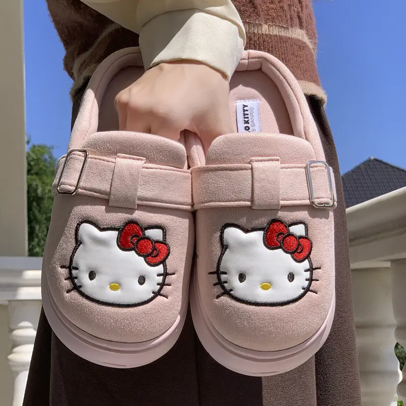 Mingsheng 2025 Sanrio Cotton Slippers Winter Cute Hello Kitty Birkenstock Home Shoes Female Internet Celebrity Postpartum Cotton Slippers - Image 5