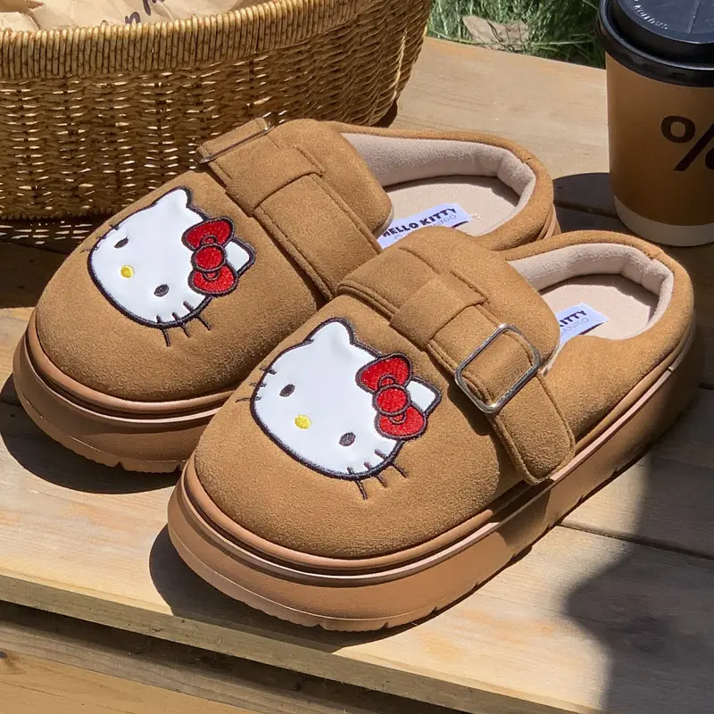 Mingsheng 2025 Sanrio Cotton Slippers Winter Cute Hello Kitty Birkenstock Home Shoes Female Internet Celebrity Postpartum Cotton Slippers - Image 6