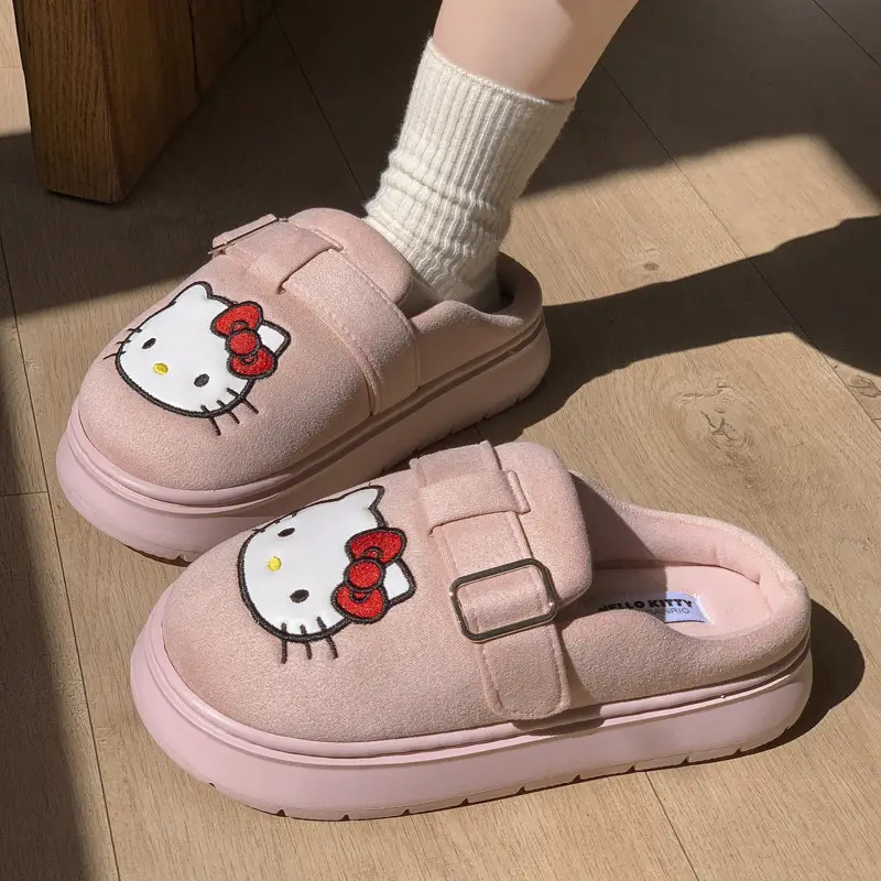 Mingsheng 2025 Sanrio Cotton Slippers Winter Cute Hello Kitty Birkenstock Home Shoes Female Internet Celebrity Postpartum Cotton Slippers - Image 7