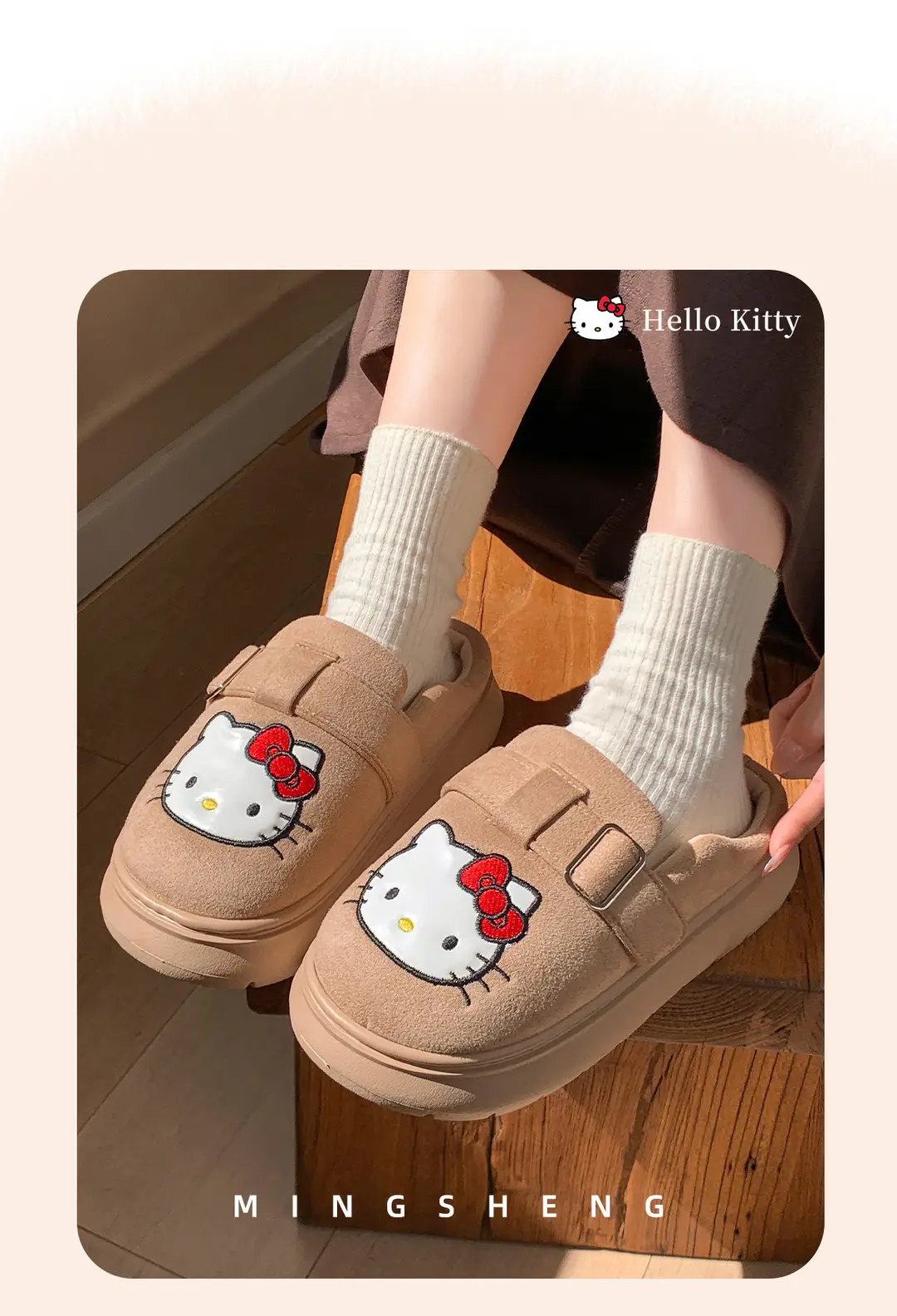 Mingsheng 2025 Sanrio Cotton Slippers Winter Cute Hello Kitty Birkenstock Home Shoes Female Internet Celebrity Postpartum Cotton Slippers — feature 3