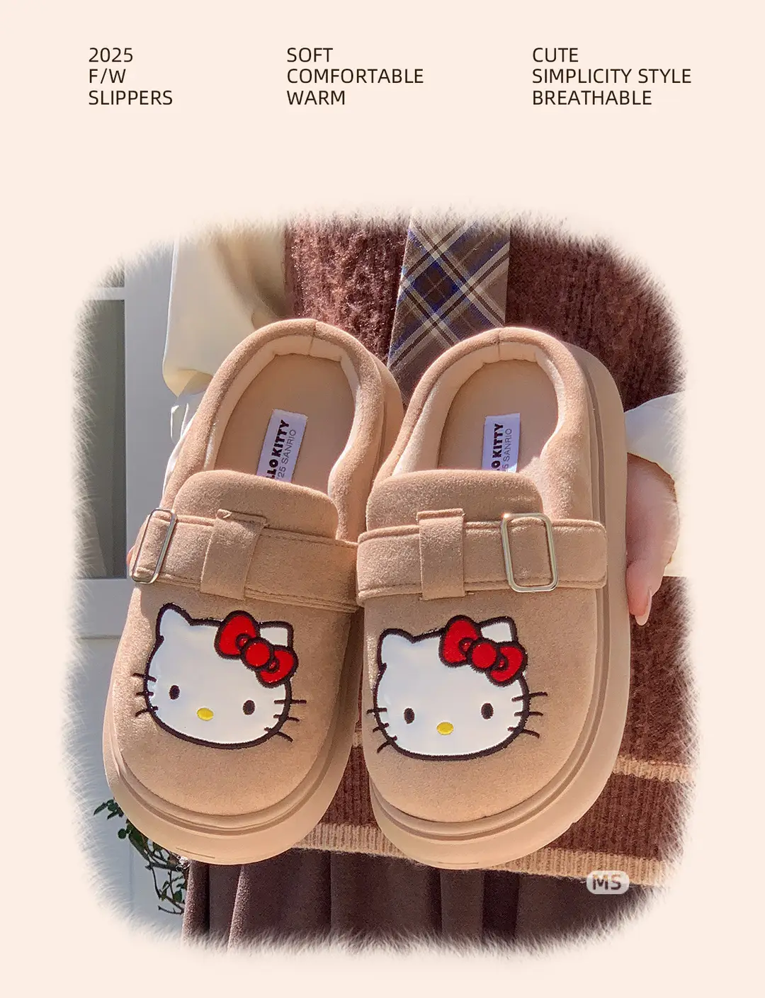 Mingsheng 2025 Sanrio Cotton Slippers Winter Cute Hello Kitty Birkenstock Home Shoes Female Internet Celebrity Postpartum Cotton Slippers — feature 4