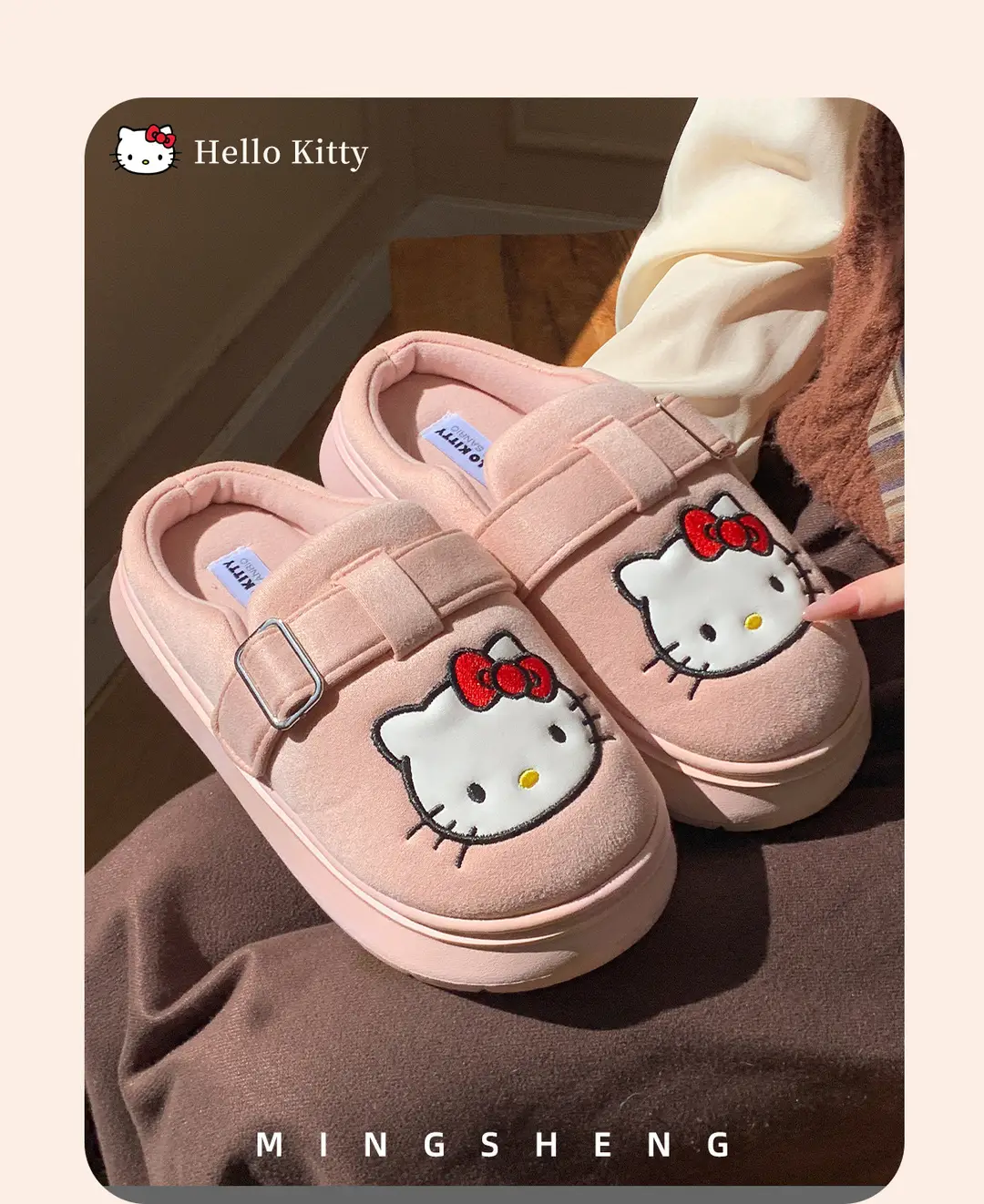 Mingsheng 2025 Sanrio Cotton Slippers Winter Cute Hello Kitty Birkenstock Home Shoes Female Internet Celebrity Postpartum Cotton Slippers — feature 7