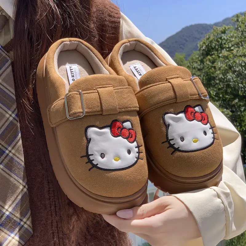 Mingsheng 2025 Sanrio Cotton Slippers Winter Cute Hello Kitty Birkenstock Home Shoes Female Internet Celebrity Postpartum Cotton Slippers - Image 3