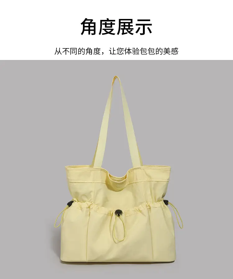 Women Large Capacity Tote Bag Olive Green Pleated Shoulder Bag — feature 24