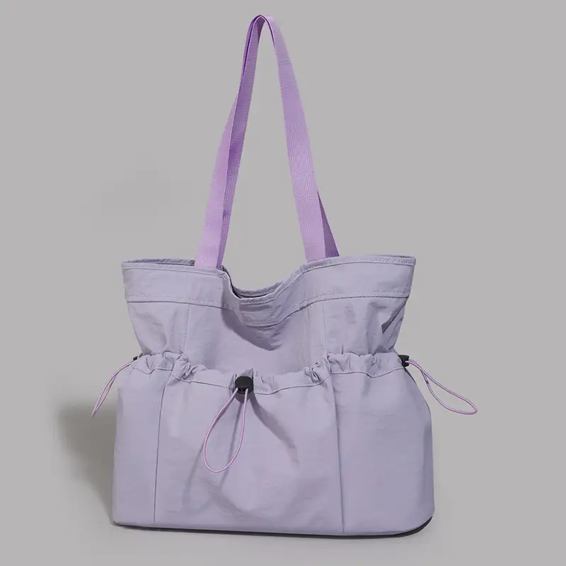 Women Large Capacity Tote Bag Olive Green Pleated Shoulder Bag - Image 2
