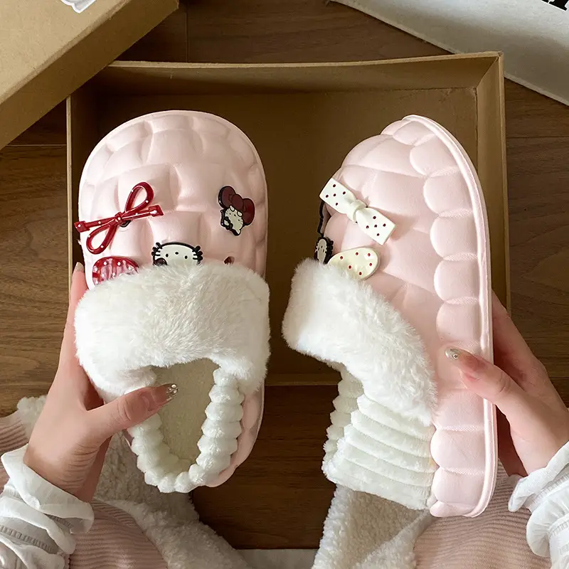Cute Cartoon Pink Cotton Slippers for Women - Image 7
