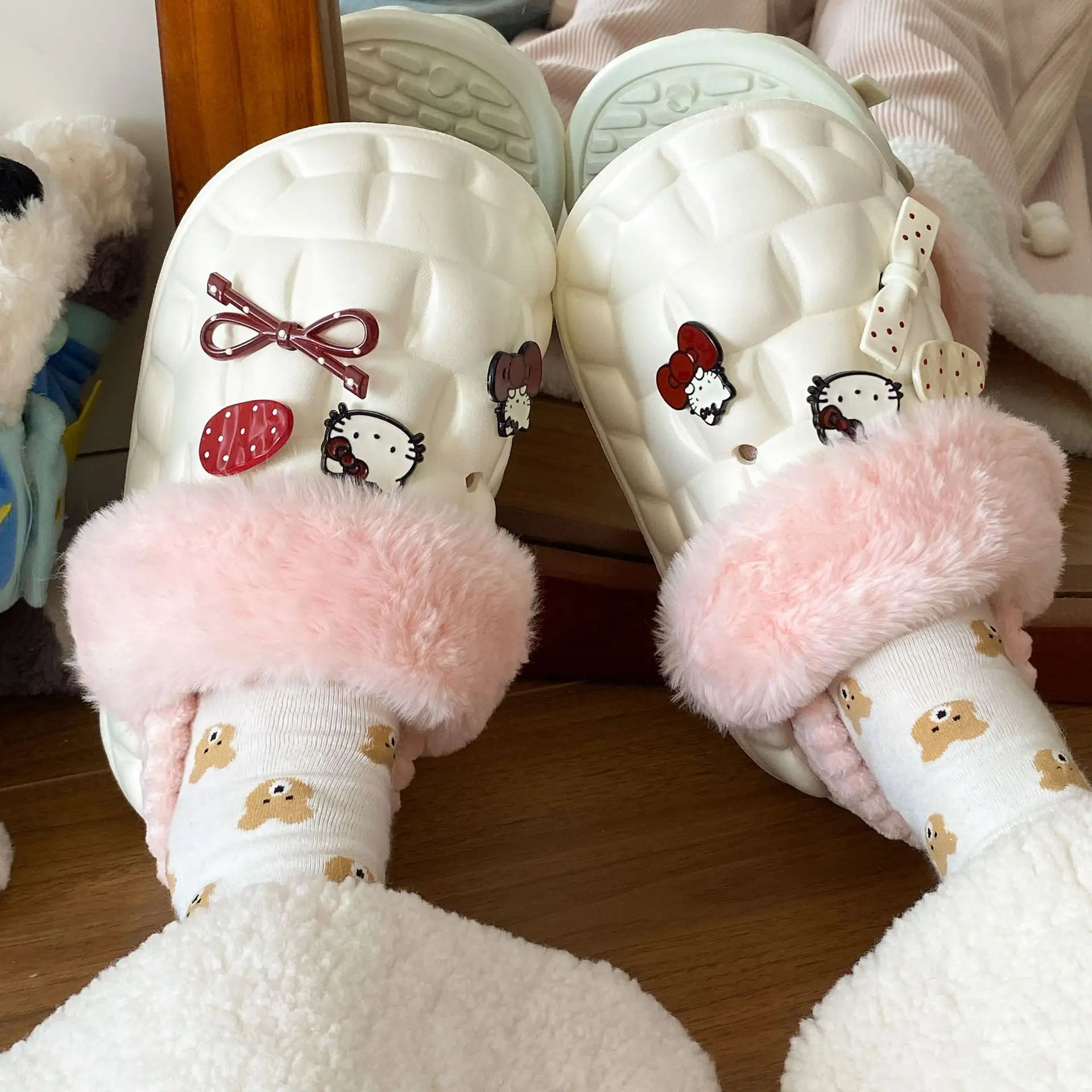 Cute Cartoon Pink Cotton Slippers for Women - Image 9