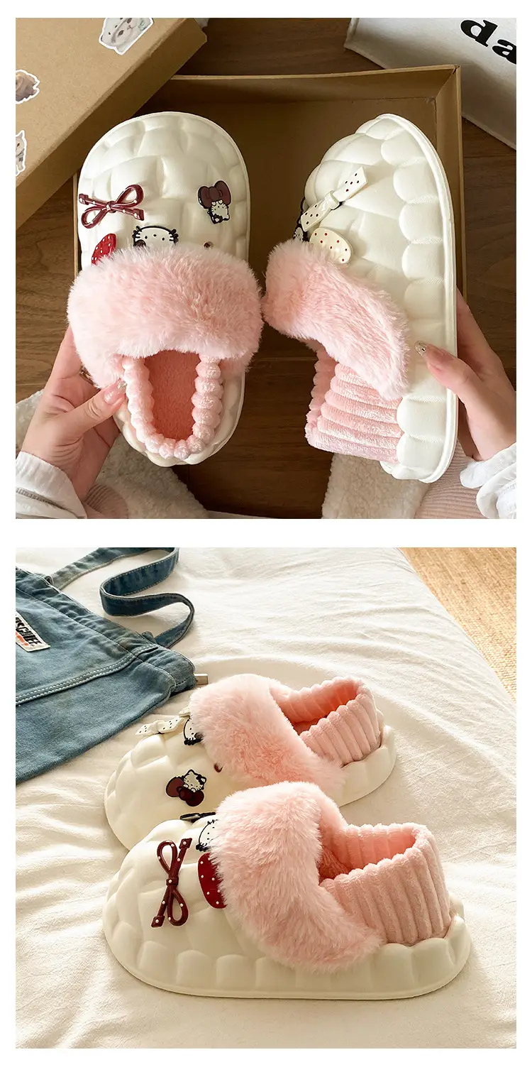 Cute Cartoon Pink Cotton Slippers for Women — feature 16