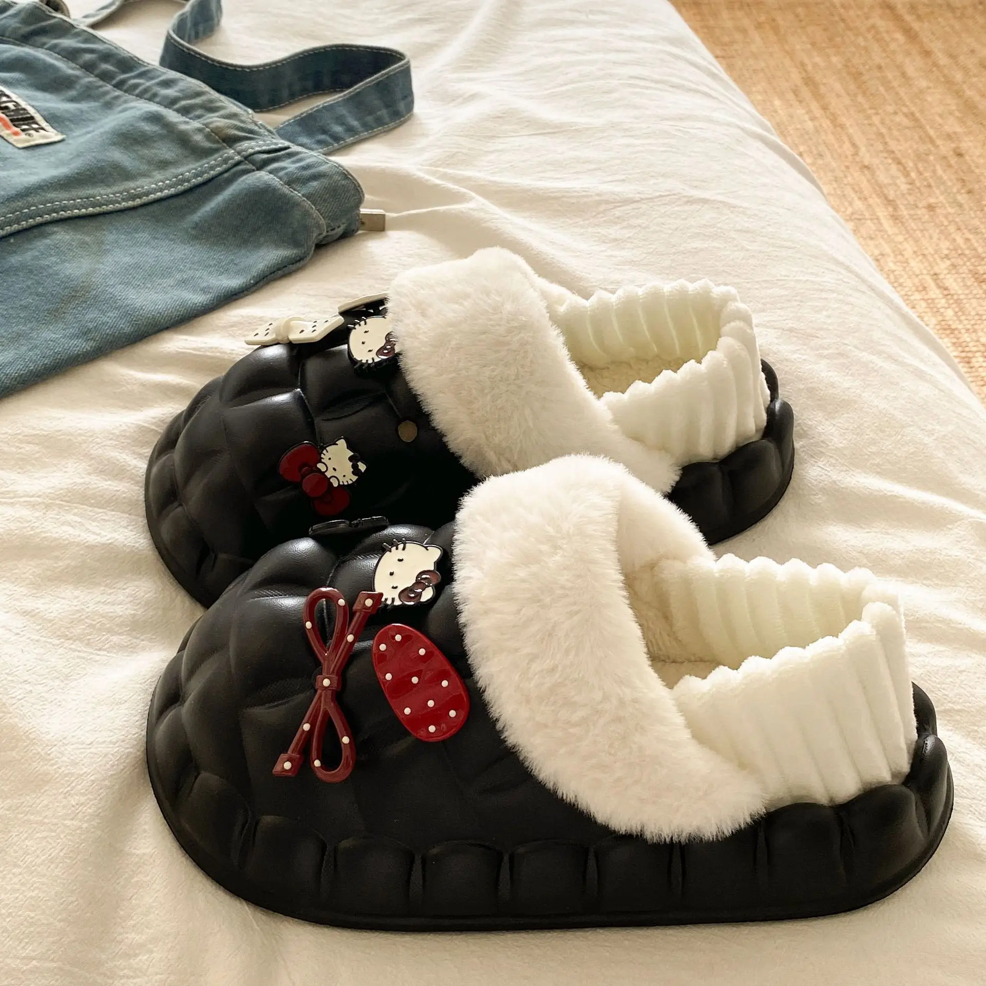 Cute Cartoon Pink Cotton Slippers for Women - Image 2