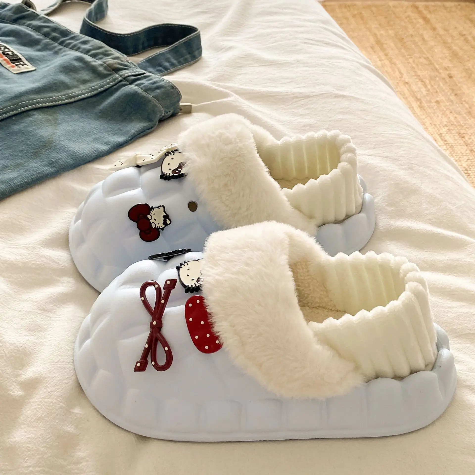 Cute Cartoon Pink Cotton Slippers for Women - Image 4