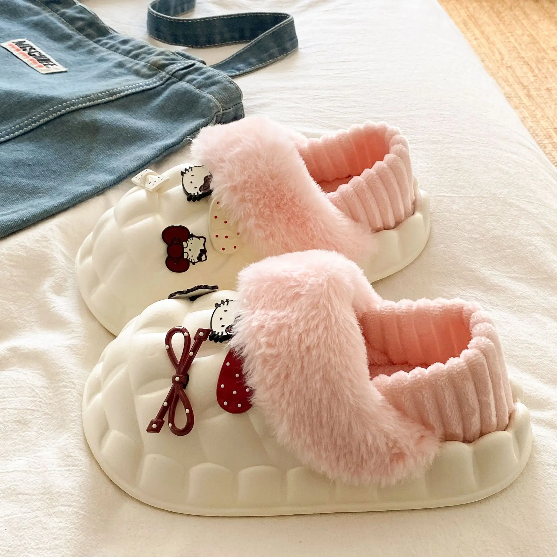 Cute Cartoon Pink Cotton Slippers for Women - Image 6