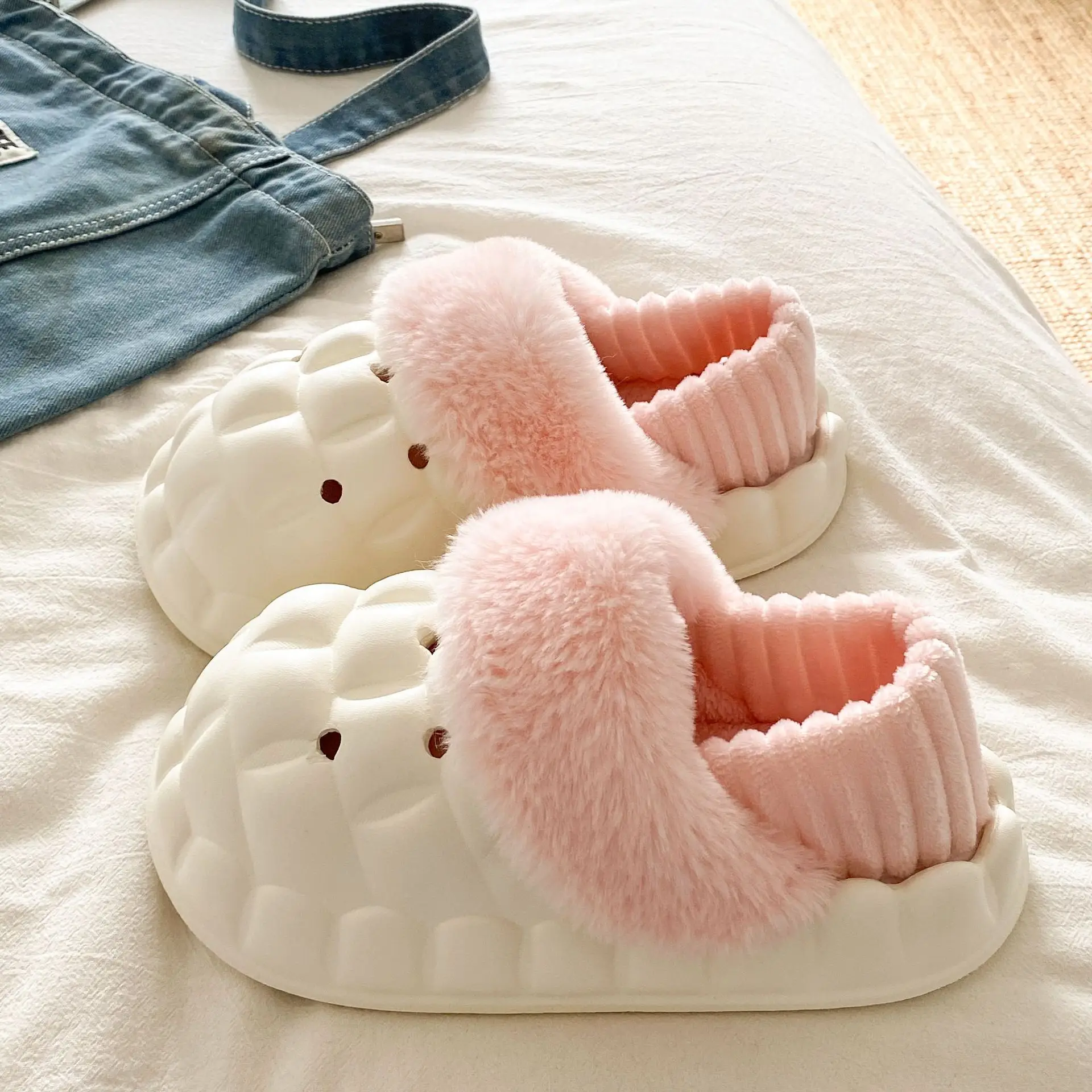 Cotton Heart Slippers for Women Winter Home