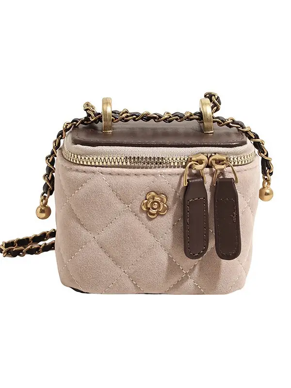 Women Diamond Embroidery Satchel Box Brown 2025 - Image 13