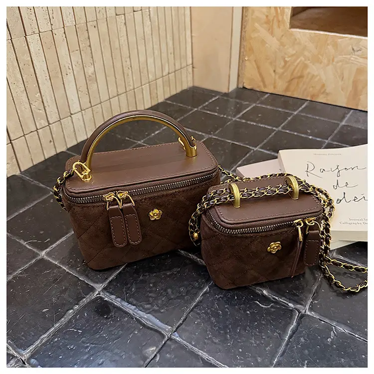 Women Diamond Embroidery Satchel Box Brown 2025 — feature 22