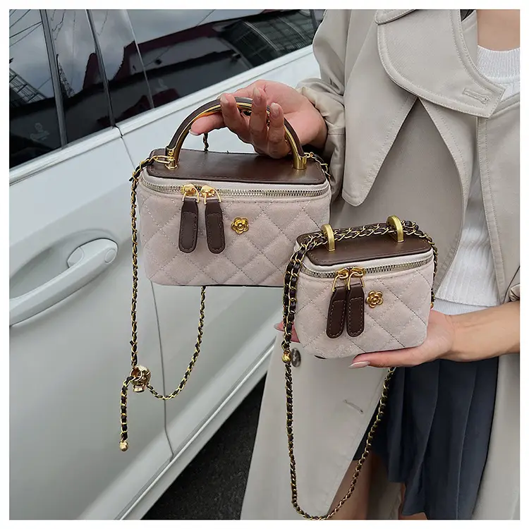 Women Diamond Embroidery Satchel Box Brown 2025 — feature 23