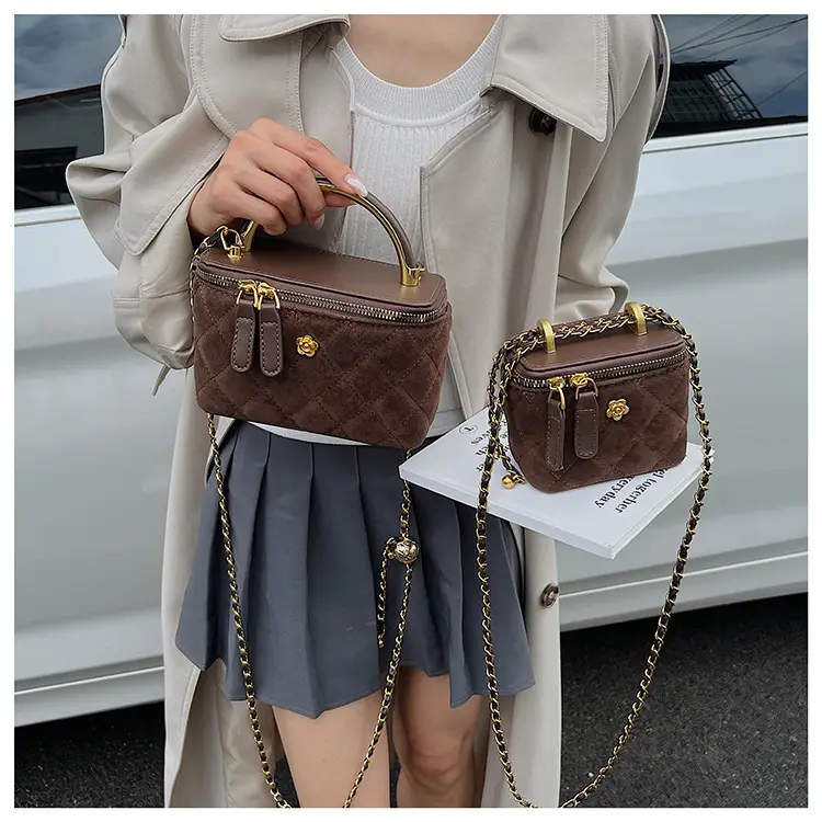 Women Diamond Embroidery Satchel Box Brown 2025 — feature 30