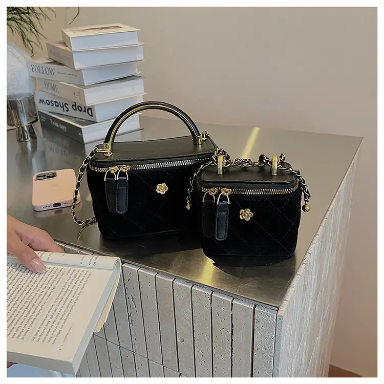 Women Diamond Embroidery Satchel Box Brown 2025 — feature 32