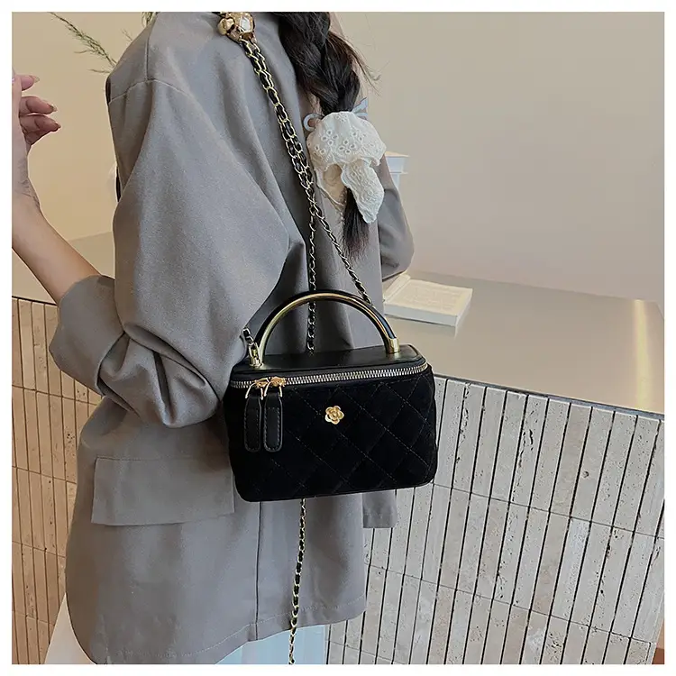 Women Diamond Embroidery Satchel Box Brown 2025 — feature 36