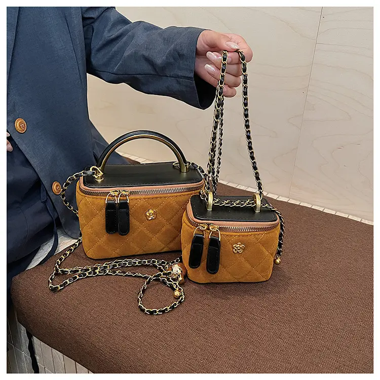 Women Diamond Embroidery Satchel Box Brown 2025 — feature 37