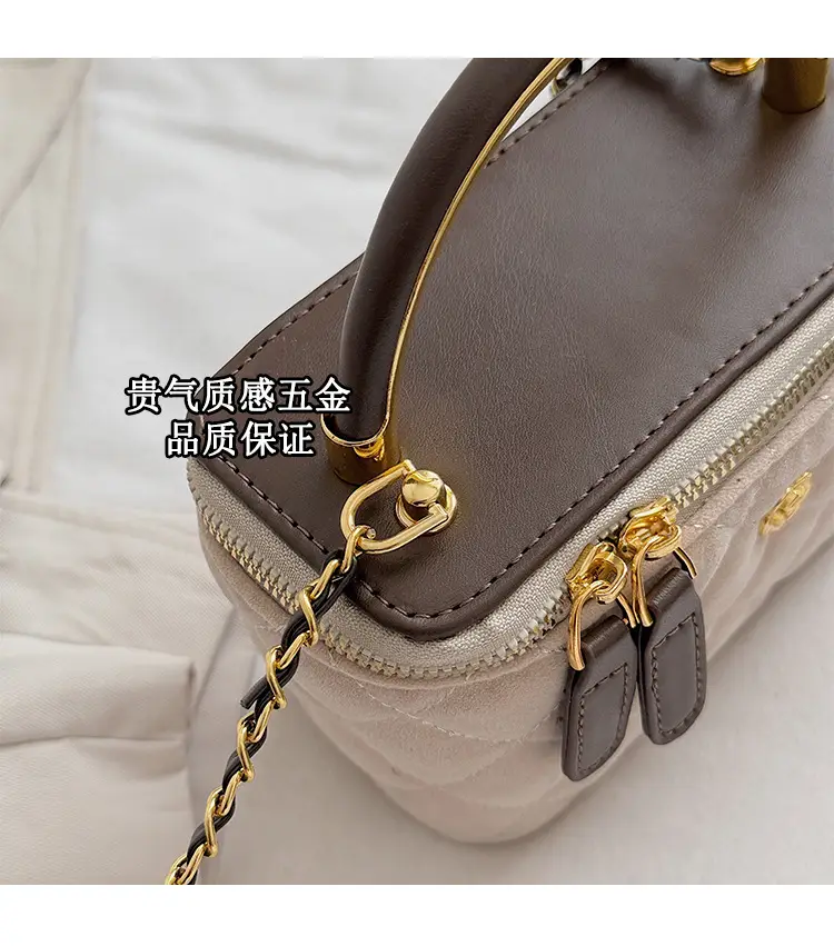 Women Diamond Embroidery Satchel Box Brown 2025 — feature 8