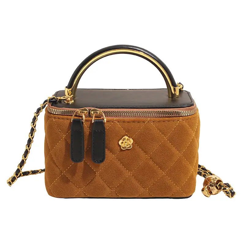 Women Diamond Embroidery Satchel Box Brown 2025 - Image 2