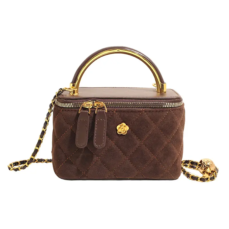 Women Diamond Embroidery Satchel Box Brown 2025 - Image 3