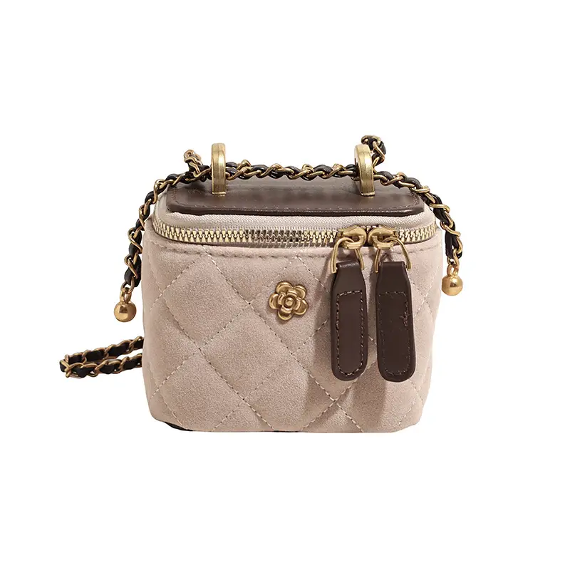 Women Diamond Embroidery Satchel Box Brown 2025 - Image 5