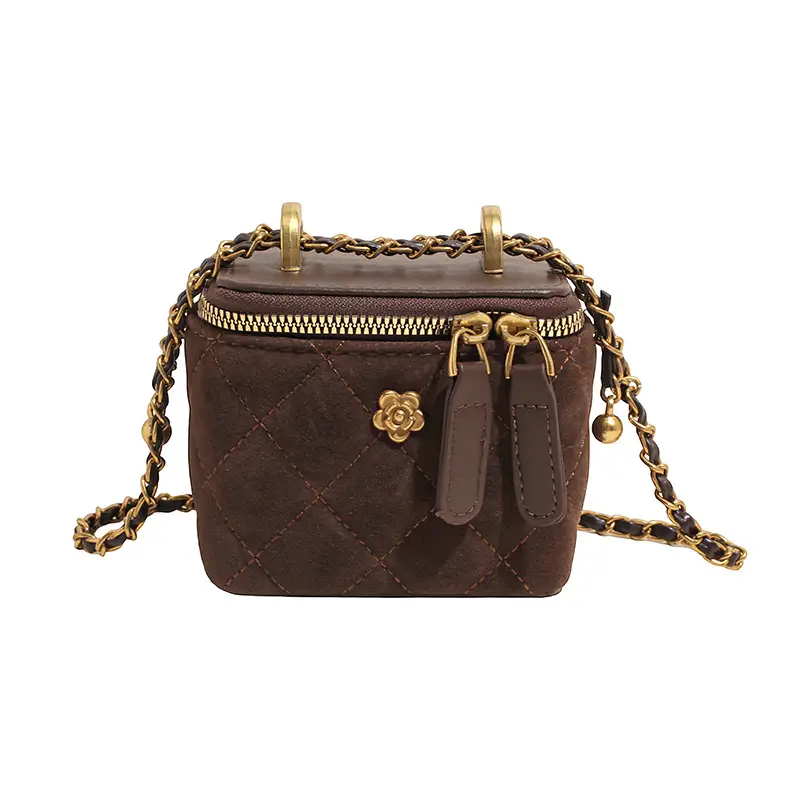 Women Diamond Embroidery Satchel Box Brown 2025 - Image 7